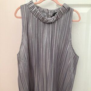 Ann Taylor Sleeveless Metallic Silver Blouse